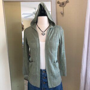 Vintage Womens Open Cardigan Knit Sweater Hoodie Medium